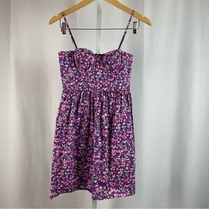 Moda International Size 2 Purple Micro Floral Sleeveless Mini Dress Boho Spring